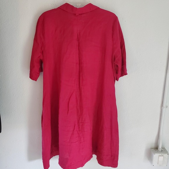 Johnny Was Calme Dress Womens M Dark Pink Collared Pockets - Picture 8 of 9